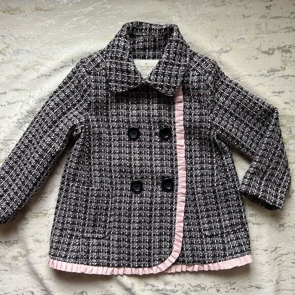 Kate Spade New York Baby Girls' Tweed Coat black - Picture 1 of 10